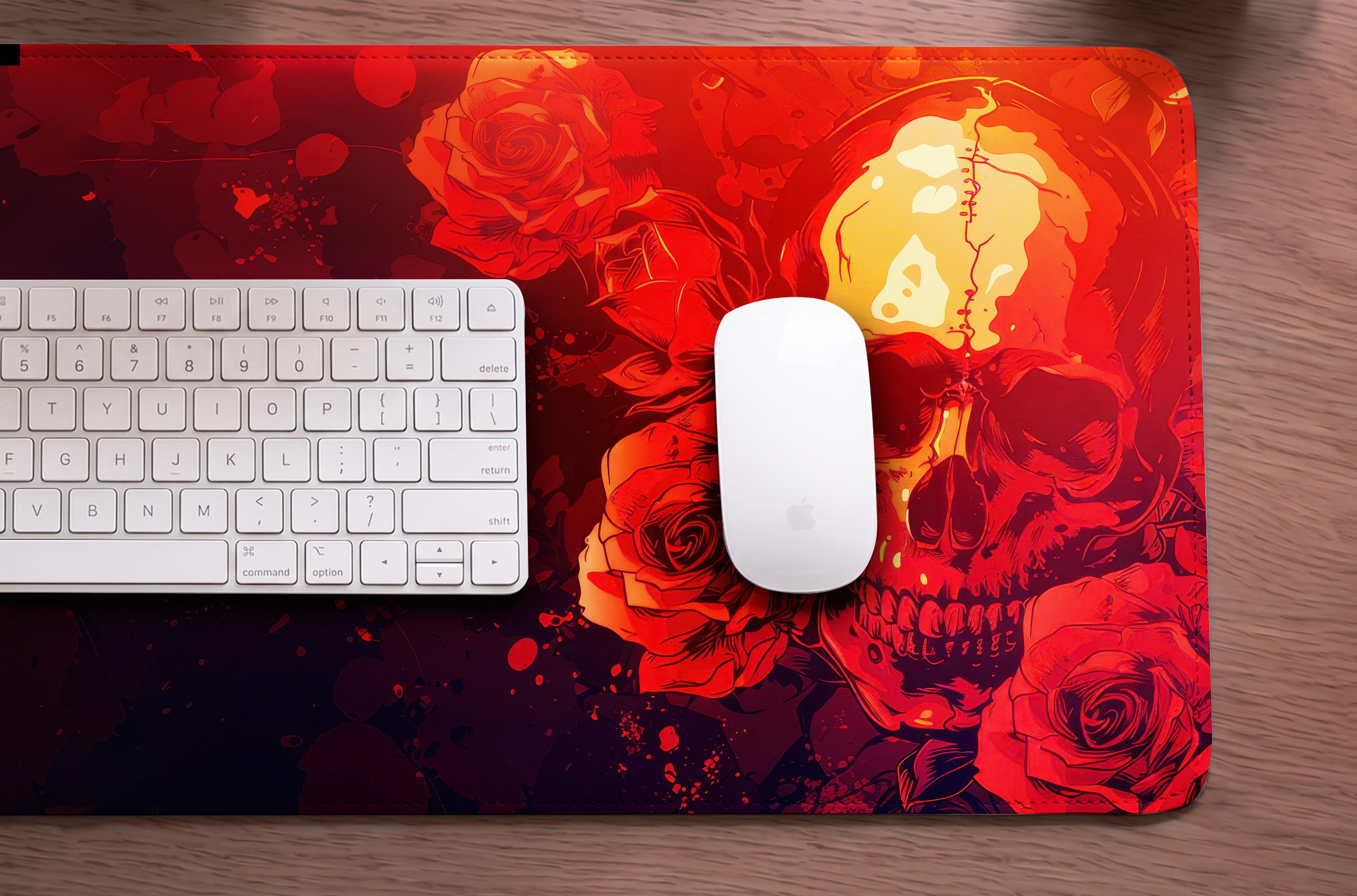 Crimson Rose Skull Desk Mat photo 3