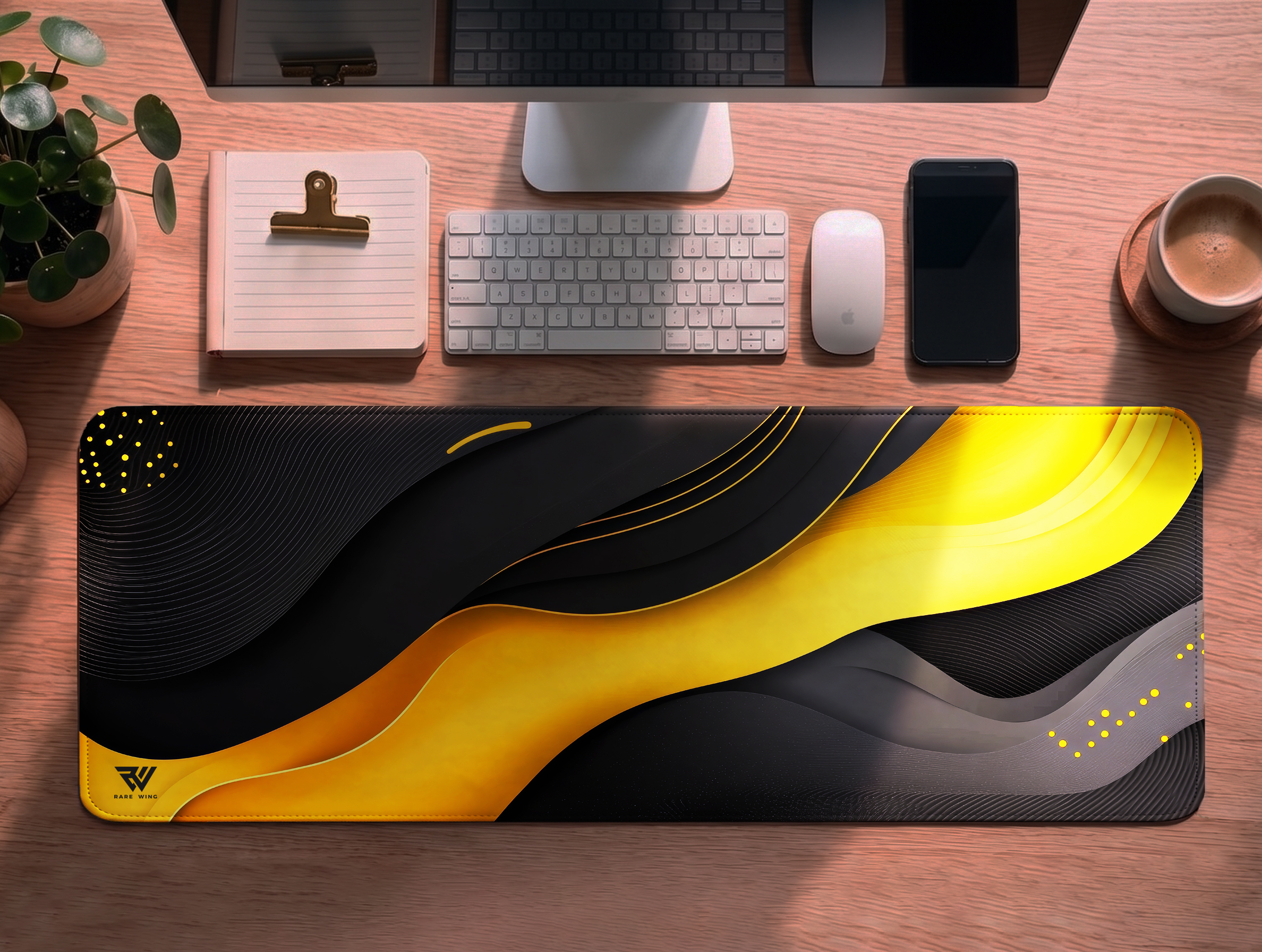 Golden Drift Desk Mat - custom printed gaming mouse pad and desk mat