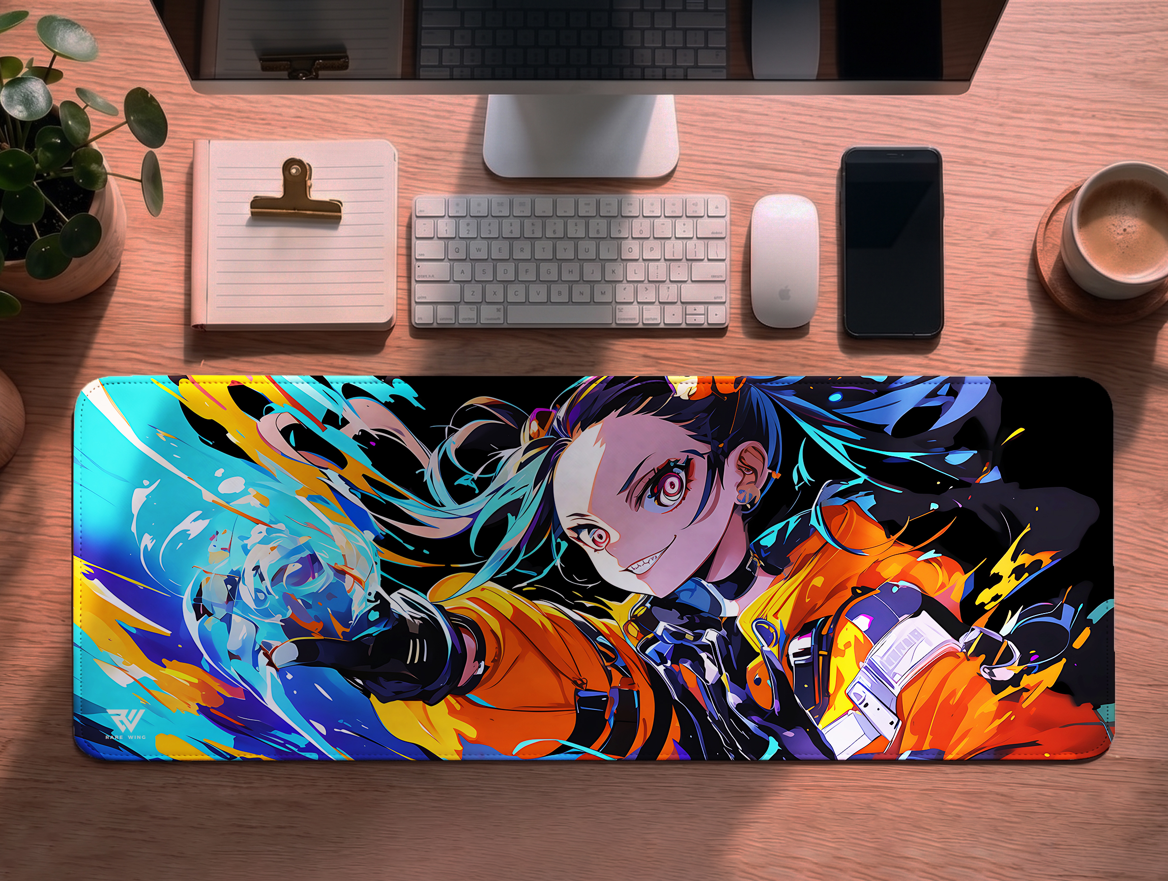 Neon Surge Desk Mat - custom printed gaming mouse pad and desk mat