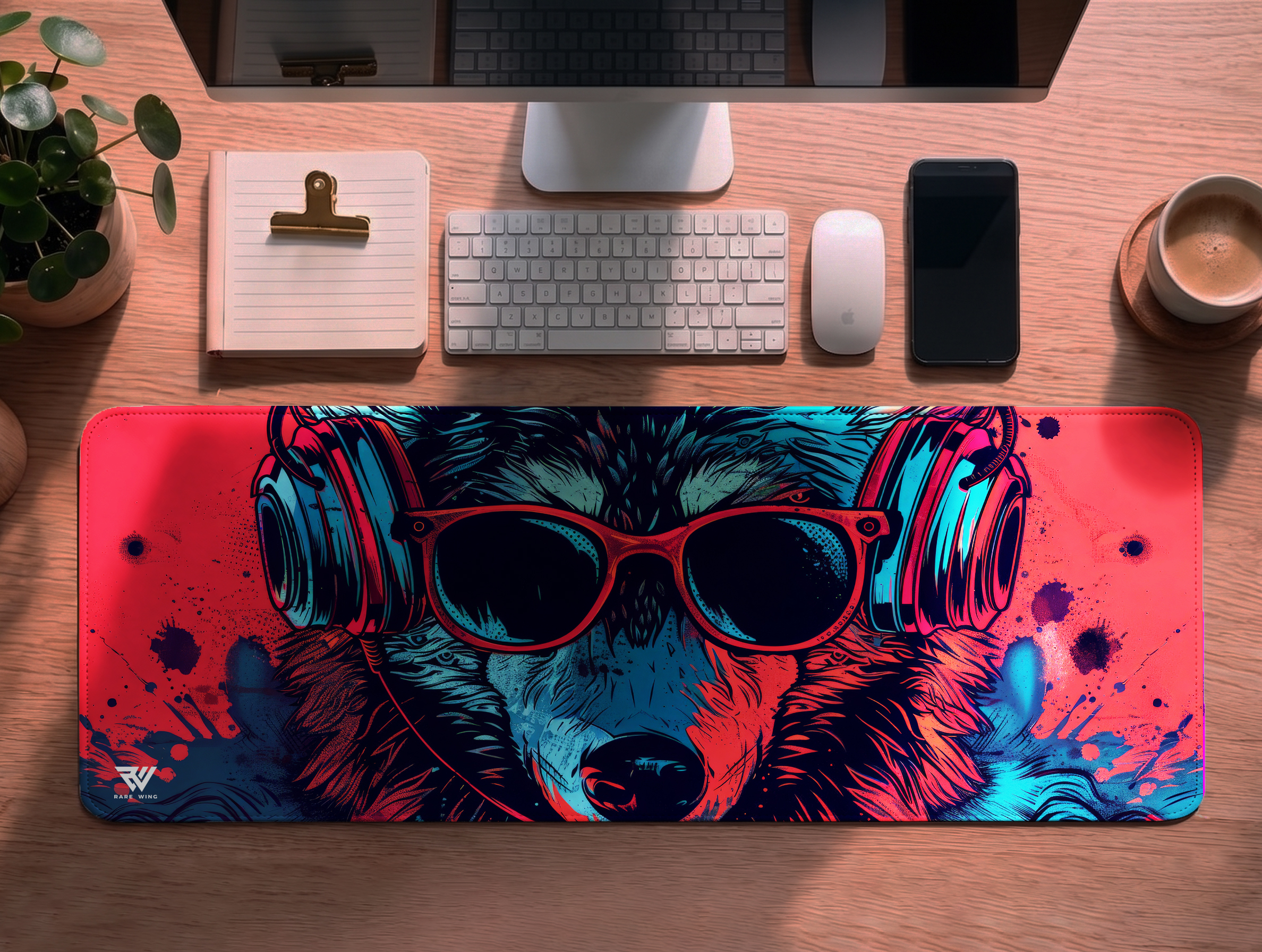 DJ Alpha Wolf Desk Mat - custom printed gaming mouse pad