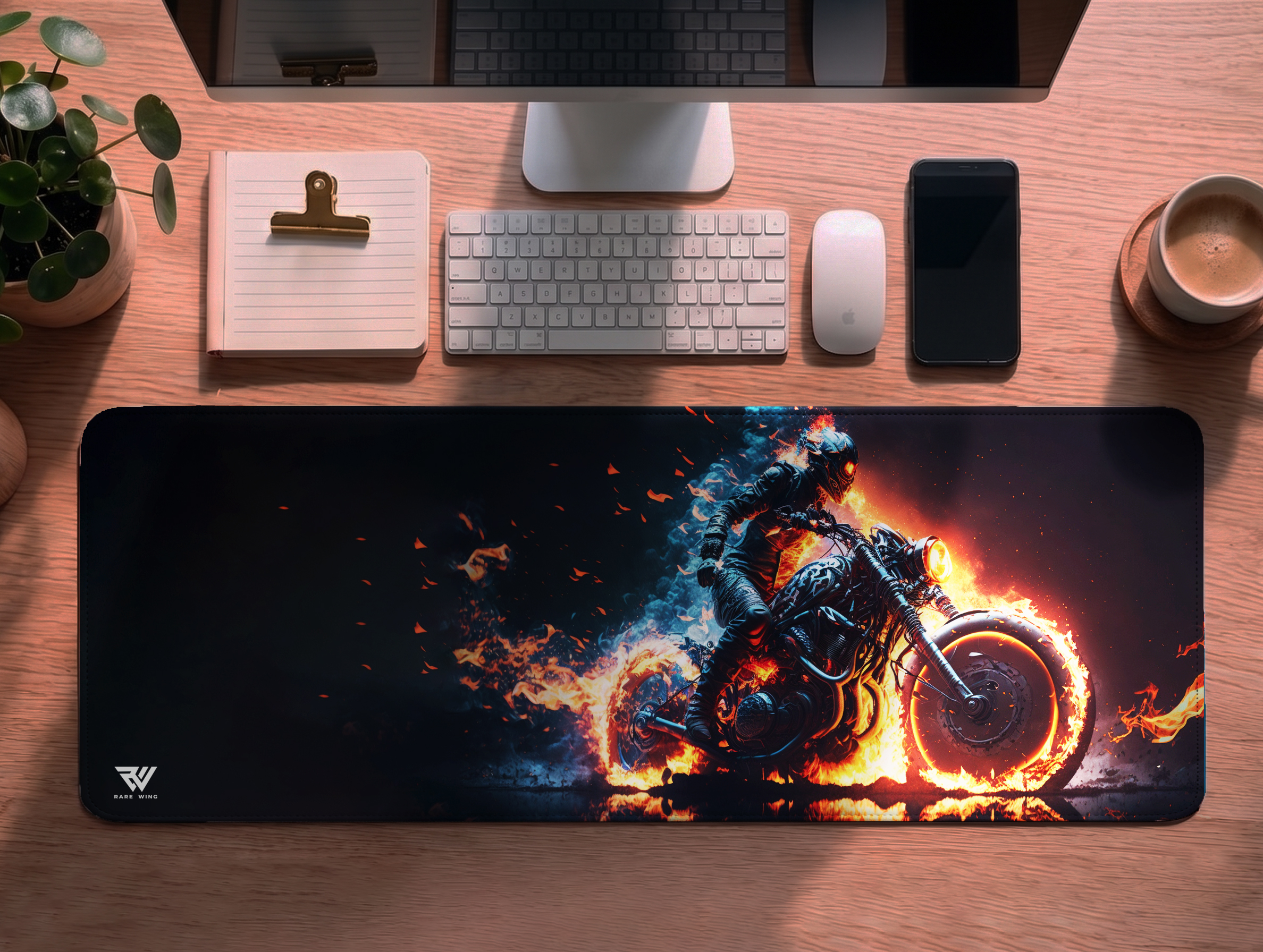 Inferno Rider Desk Mat - custom printed gaming mouse pad and desk mat