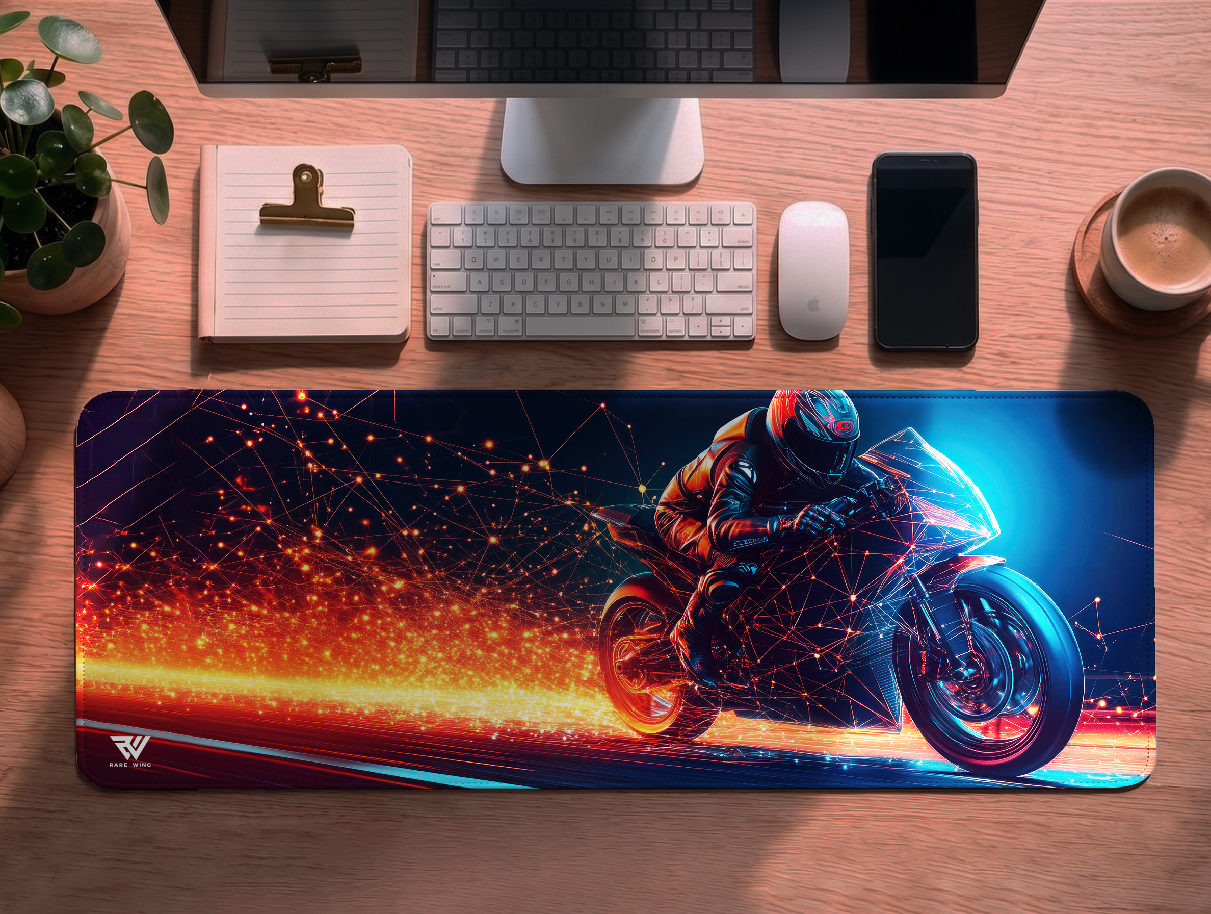 Cyber GP Superbike Desk Mat - custom printed gaming mouse pad and desk mat