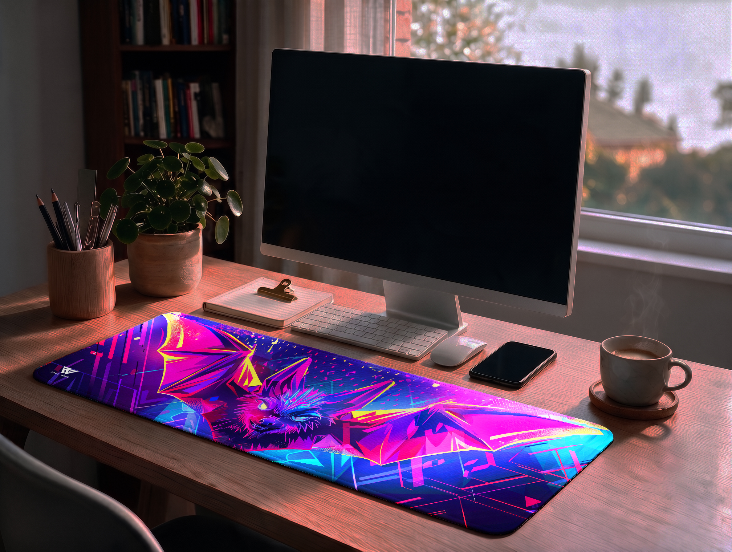 Cyber Bat Neon Desk Mat photo 2