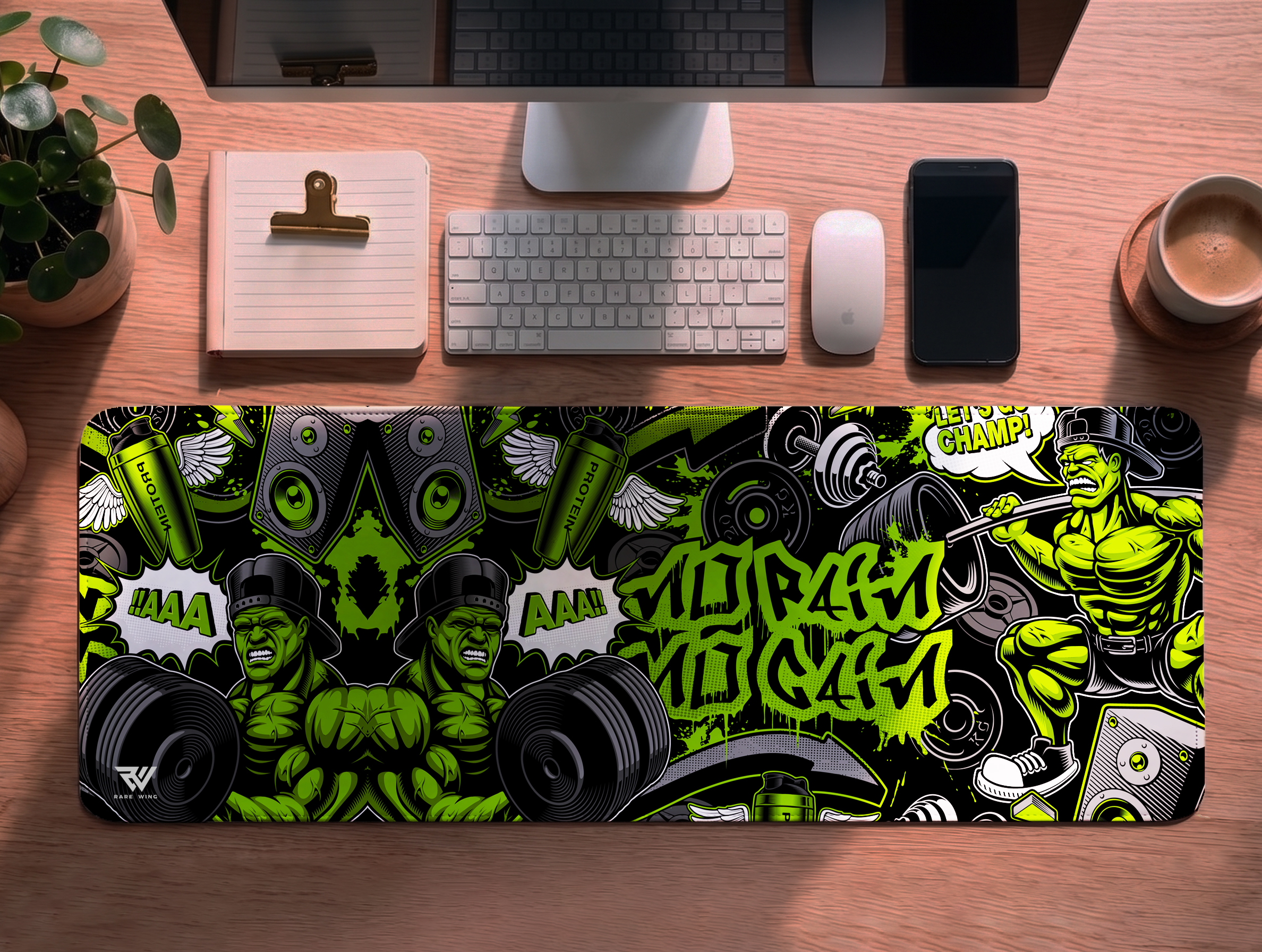 No Pain No Gain Desk Mat - custom printed gaming mouse pad and desk mat