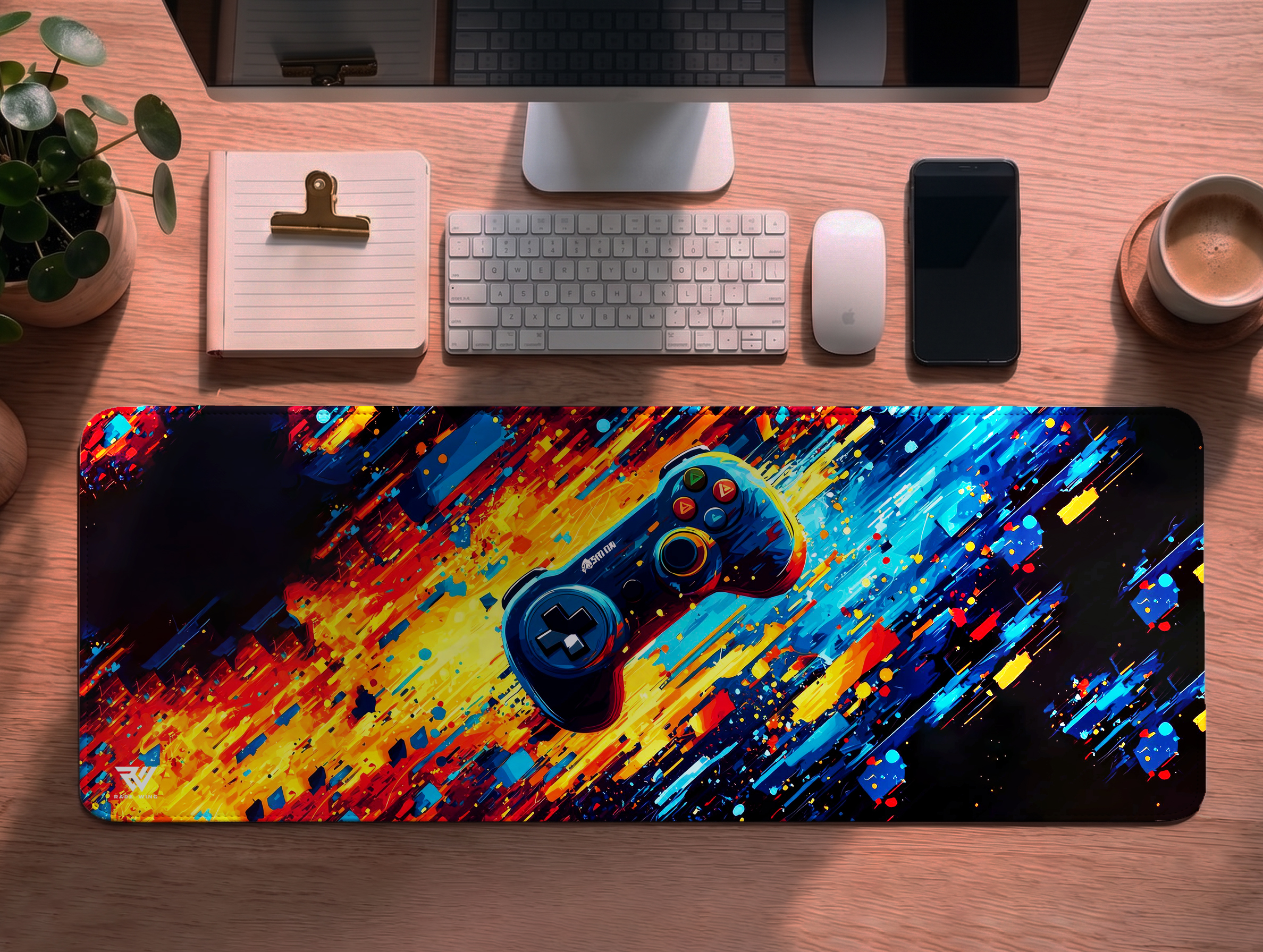 Warp Speed Gamepad Desk Mat - custom printed gaming mouse pad and desk mat