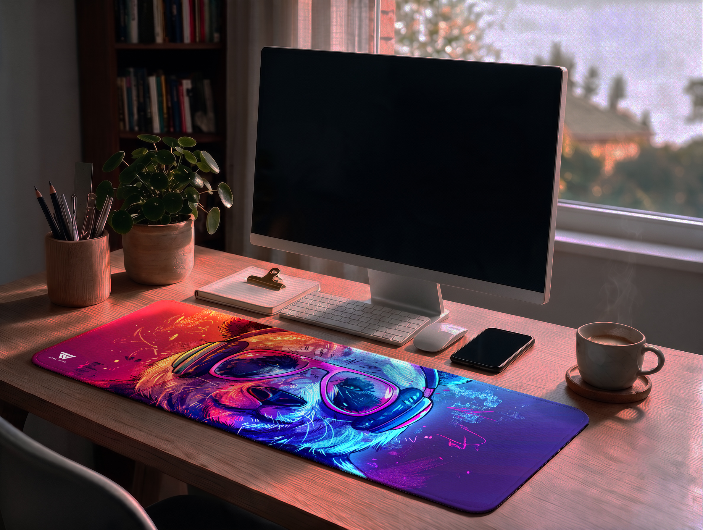Neon Beat Panda Desk Mat photo 2